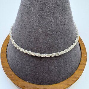 VTG Sterling Silver 925 Twist Rope Chain Bracelet Lobster Clasp Size 7.5" Length